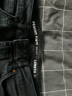 New Bikbok leveä lahkeiset mustat farkut l koko