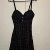 Clearance No Label Black lace see through mini slip dress