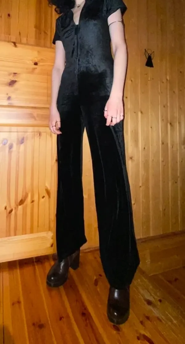 Clearance H&M Divided Black velvet jumpsuit