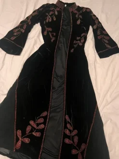 Boho Style Black velvet robe