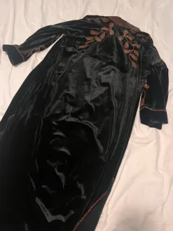 Boho Style Black velvet robe