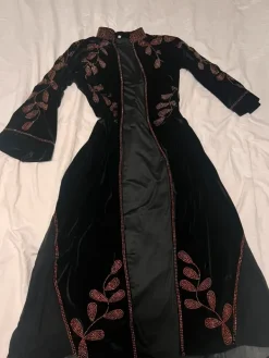 Boho Style Black velvet robe