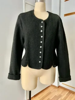 Clearance Hammerschmid Black Wool Jacket - Button Front Cottagecore Bavarian Cardigan