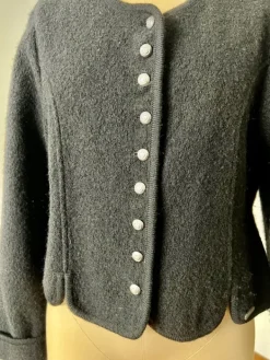 Clearance Hammerschmid Black Wool Jacket - Button Front Cottagecore Bavarian Cardigan