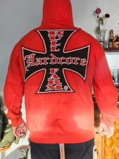 Hot Bullfarm Hardcore miesten punainen vetoketjullinen huppari