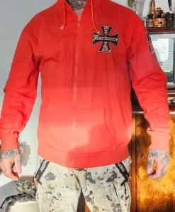 Hot Bullfarm Hardcore miesten punainen vetoketjullinen huppari