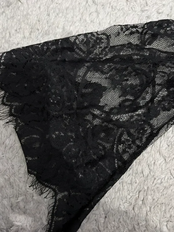 Online Gotycki gorset z koronkowymi rękawami wiązany przebranie overbust M goth