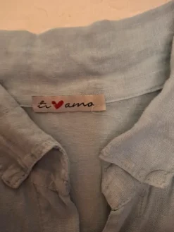 Hot Ihana 100% pellavaa oleva vaaleansininen kauluspaita