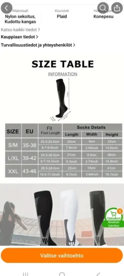 Clearance muu Kompressiosukat L/XL koko unisex