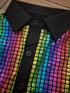 Disco Koszula strój multikolor lata 80 90 PRL połysk L