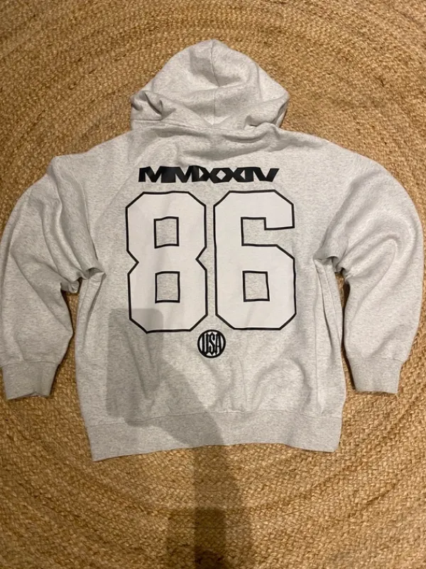 New Light grey hoodie with print