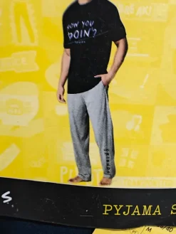 Hot Piżama męska bawełniana F.R.i.E.n.d.S komplet koszulka długi rękaw i długie spodnie, r. M 48/50