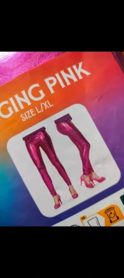 Sale Różowe metaliczne leginsy na zabawę karnawal lata 80