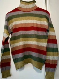 Clearance striped alpaca wool blend turtleneck sweater
