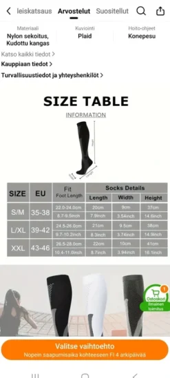 Discount muu Urheilukompessiosukat naisille XL koko