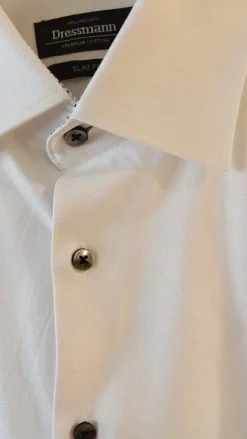 Valkoinen Dressmann Premium Kauluspaita XL 43/44
