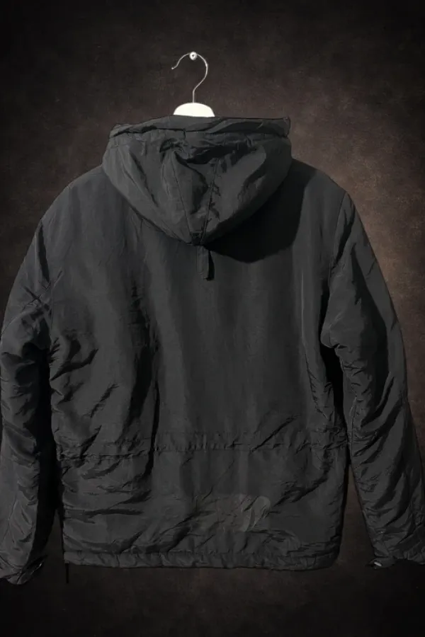 Vintage Napapijri Geographic Expedition Winter Jacket Black Hooded Anorak Y2K Size M