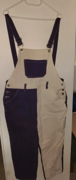 Best Shein Violetti-valkoiset henkseli farkut