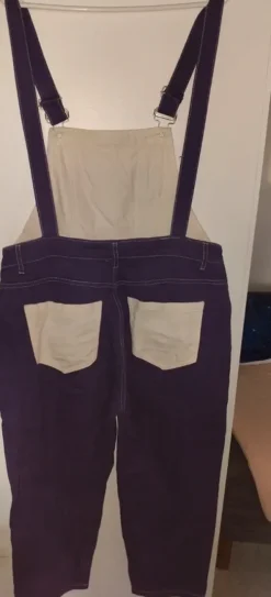 Best Shein Violetti-valkoiset henkseli farkut